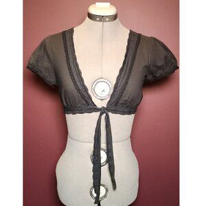 Black Eyelet Cropped Top - Bolero Shrug - Fairycore, Cottagecore